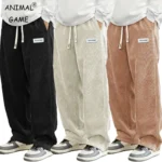 New Mens Corduroy Casual Pants Fashion Loose Fit Baggy Pants Straight
