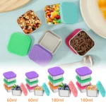 4Pcs 2/6oz Snack Container Stainless Steel Salad Box with Silicone Lids - Image 6