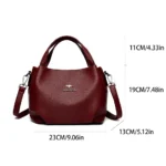 Women Soft Leather Top-Handle Bags Luxury Designer Handbag Solid Color Ladies - Image 4