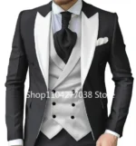 Luxury Slim Fit 3-Piece Men's Suits Set with Peak Lapel Blazer Vest And - Image 2