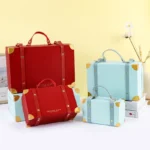 1 Pcs Blue Gift Box with Leather Handle Solid Color Business Portable Cardboard - Image 5