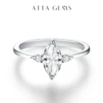 ATTAGEMS 2023 Marquise 1CT Moissanite Ring Real 925 Sterling Silver Rings for Women