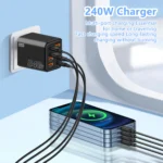 8 in 1 GaN USB C Desktop Charger 240W Fast Charge Phone Adapter Type C Cable - Image 5