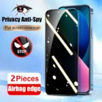 2Pcs Anti-Spy Privacy 3D Airbag Tempered Glass For iPhone XR X XS 11 12 13 mini - Image 2