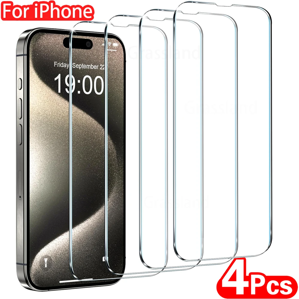 kf-S5456cbda8083433c99177fb111721543x 4Pcs Tempered Glass For iPhone 16 15 14 13 12 11 Pro Max Screen Protector - Image 1