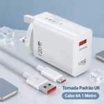120W USB Fast Charger UK Plug Power Wall Charger Adapter + 6A 1M USB‑A - Image 2