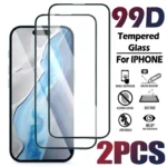 2PCS 99D Full Cover Tempered Glass for iPhone 16 Pro Max Screen Protector Film
