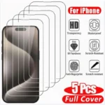 5PCS Clear Glass Film For iPhone 17 16 15 ProMax Screen Protector For iPhone 11