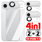 4in1 Tempered Glass Back&Lens Flims for IPhone Duo 18 17 16 Pro Max 17Air