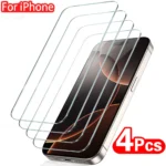 4Pcs Full Cover Tempered Glass For iPhone 17 16 15 14 13 12 11 Pro Max Mini Screen