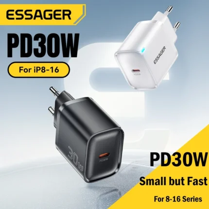 Essager 30W Type-C Charger PD 3.0 USB C Charger For iPhone 16 15 14 Pro Samsung