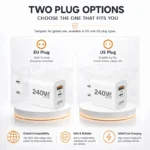Lenovo 240W GaN PD USB C Charger Fast Charging For iPhone 17 16 15 14 Pro - Image 4