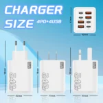 240W GaN 8 Ports Fast Charger UK Plug 4Type‑C PD +4USB‑A Multi Port Wall Charger - Image 4
