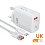 120W USB Fast Charger UK Plug Power Wall Charger Adapter + 6A 1M USB‑A - Image 6
